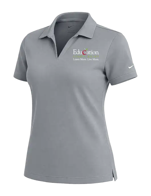 NIKE Medium Grey Womens Dri-Fit Micro Pique Polo w/Education Credit Union Logo