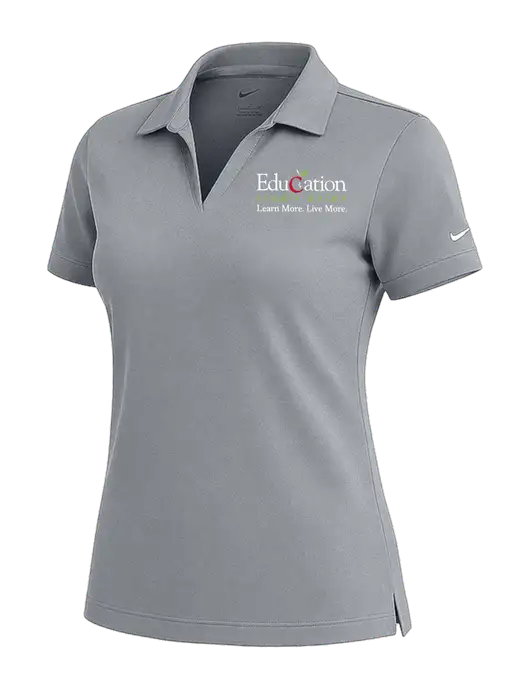 NIKE Medium Grey Womens Dri-Fit Micro Pique Polo w/Education Credit Union Logo