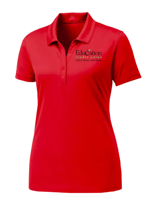 Womens Red PosiCharge Competitor Polo w/Education Credit Union Logo