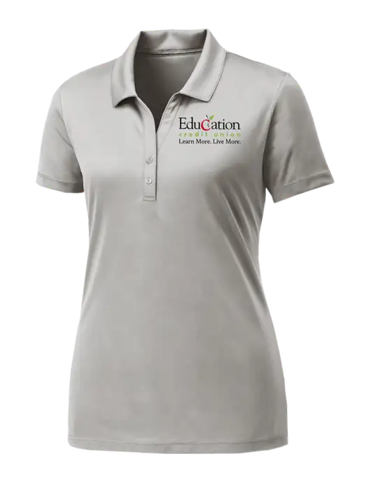 Womens Very Light Grey PosiCharge Competitor Polo w/Education Credit Union Logo