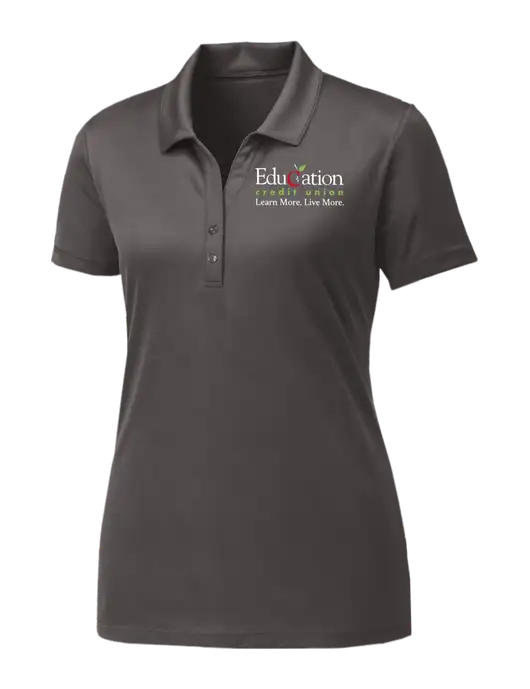 Womens Dark Grey PosiCharge Competitor Polo w/Education Credit Union Logo