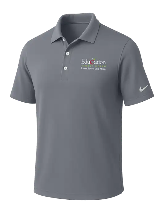 NIKE Medium Grey Dri-Fit Micro Pique Polo w/Education Credit Union Logo