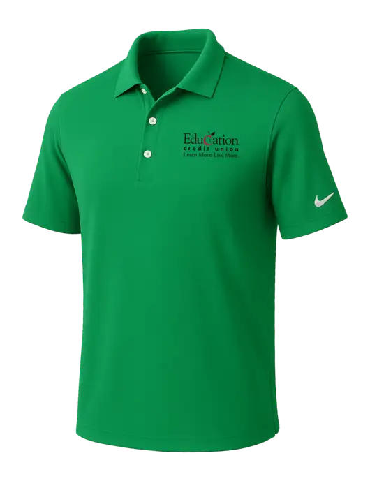 NIKE Kelly Green Dri-Fit Micro Pique Polo w/Education Credit Union Logo