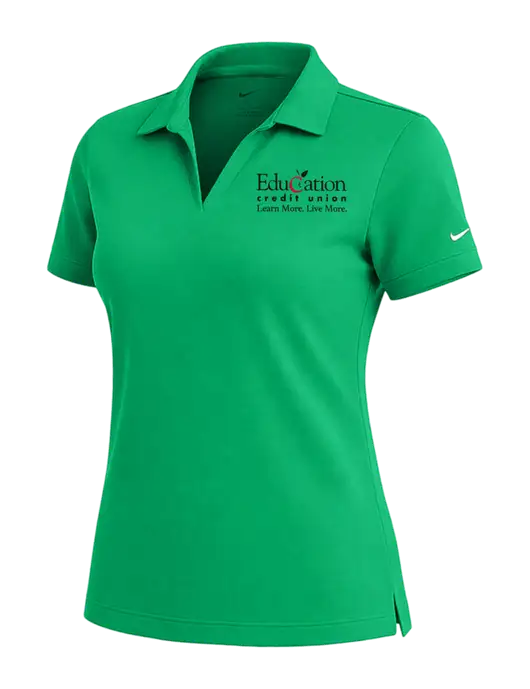 NIKE Kelly Green Womens Dri-Fit Micro Pique Polo w/Education Credit Union Logo
