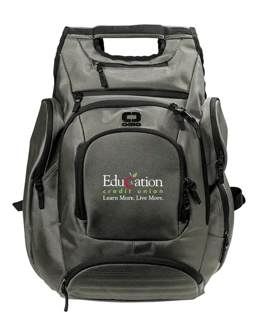 OGIO Medium Grey Metro Ballistic Laptop Backpack w/Education Credit Union Logo