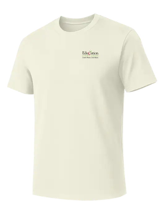Allmade White Sand Organic Cotton Tee w/Education Credit Union Logo