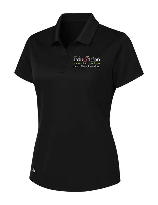 Adidas Black Womens Basic Sport Polo w/Education Credit Union Logo