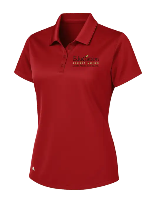 Adidas Red Womens Basic Sport Polo w/Education Credit Union Logo