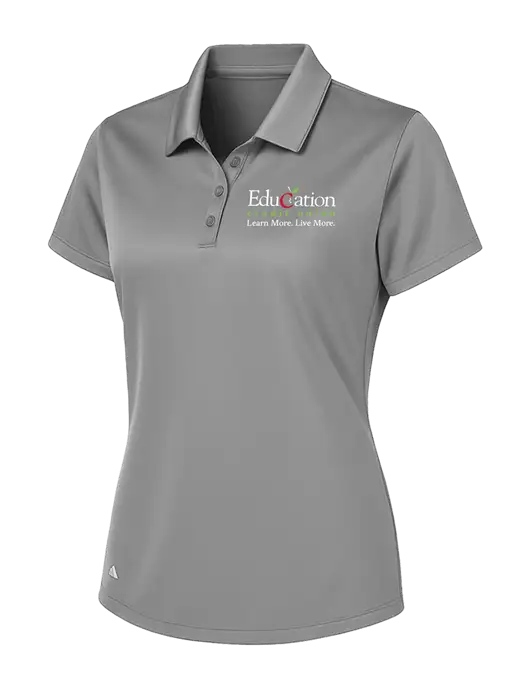 Adidas Light Grey Womens Basic Sport Polo w/Education Credit Union Logo