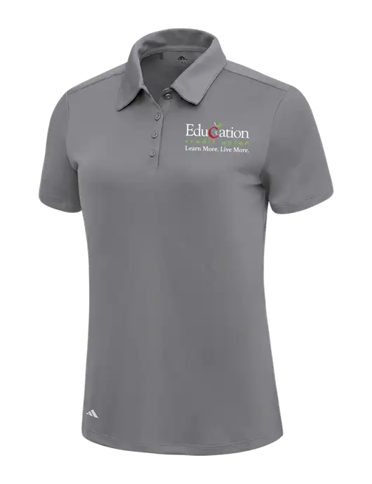 Adidas Medium Grey Womens Ultimate Solid Polo w/Education Credit Union Logo