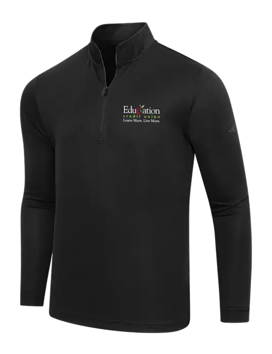 Adidas Black Lightweight Quarter Zip Pullover w/Education Credit Union Logo