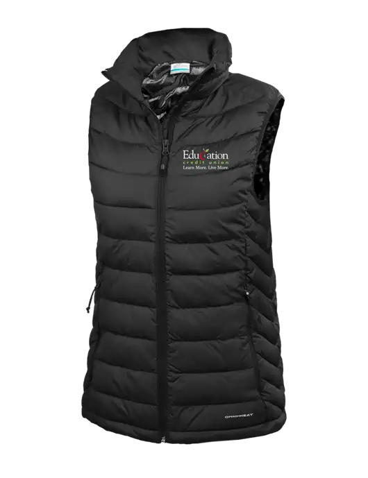 Columbia Womens Black Powder Lite Vest w/Education Credit Union Logo