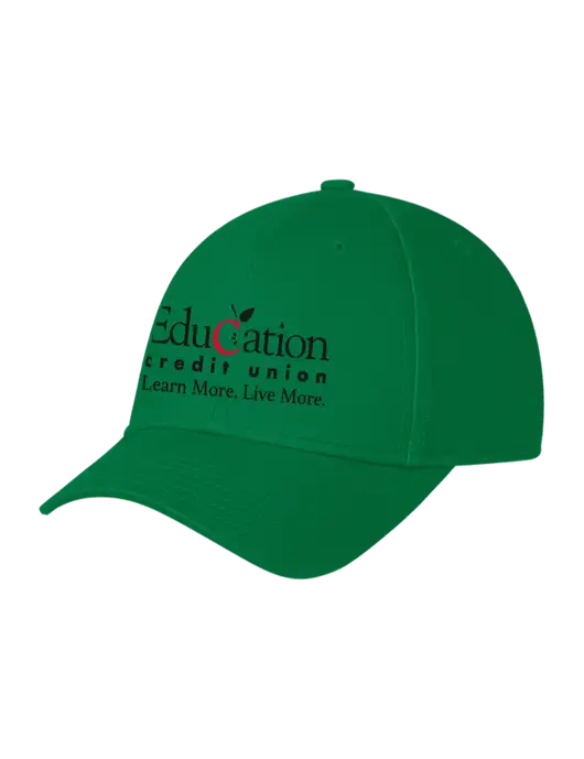 Kelly Green Structured Cap Hook & Loop w/Education Credit Union Logo