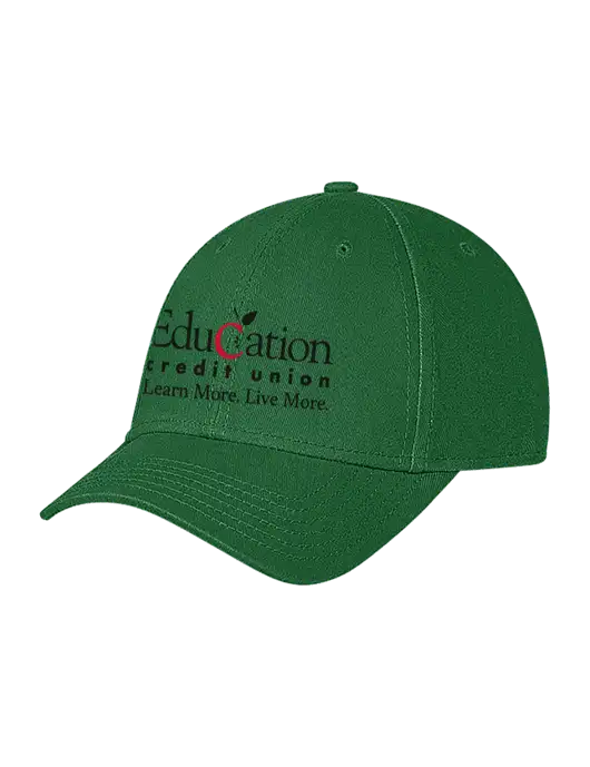 Kelly Green Structured Soft Snap Closure Hook & Loop Cap w/Education Credit Union Logo