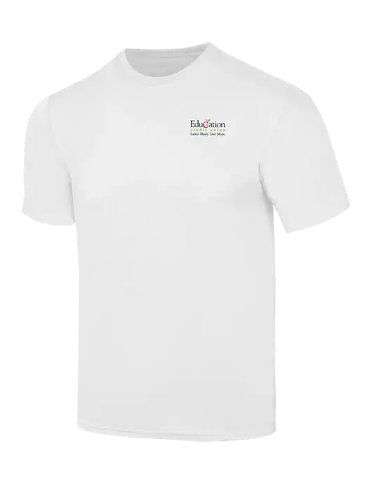 Simply Soft White 4.5oz  Poly/Combed Ring Spun Cotton T-Shirt w/Education Credit Union Logo
