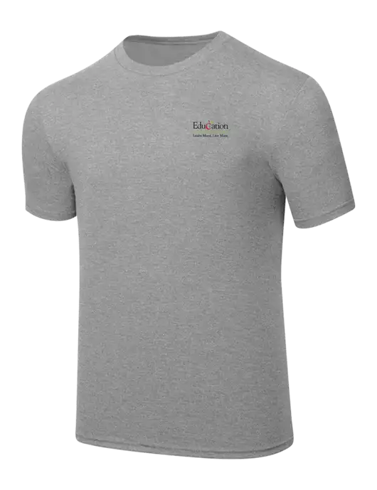 Simply Soft Heathered Light Grey 4.5oz  Poly/Combed Ring Spun Cotton T-Shirt w/Education Credit Union Logo