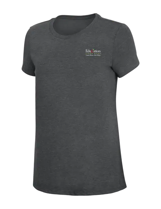 Womens Simply Soft Charcoal 4.5oz Poly/Combed Ring Spun Cotton T-Shirt w/Education Credit Union Logo