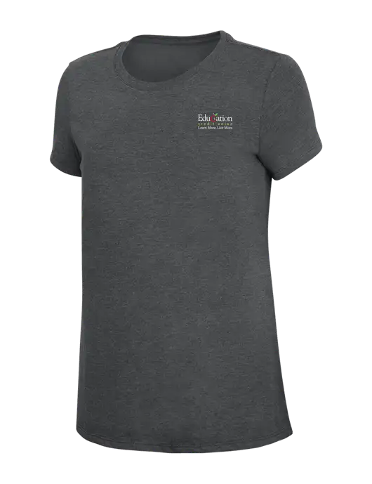 Womens Simply Soft Charcoal 4.5oz Poly/Combed Ring Spun Cotton T-Shirt w/Education Credit Union Logo