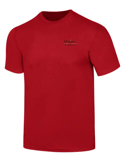 Simply Soft Red 4.5oz  Poly/Combed Ring Spun Cotton T-Shirt w/Education Credit Union Logo