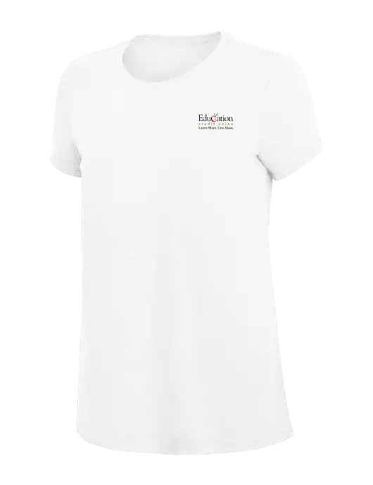 Womens Simply Soft White 4.5oz Poly/Combed Ring Spun Cotton T-Shirt
 w/Education Credit Union Logo