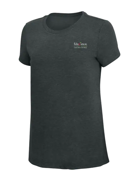 Womens Simply Soft Black Frost 4.5oz Poly/Combed Ring Spun Cotton T-Shirt w/Education Credit Union Logo