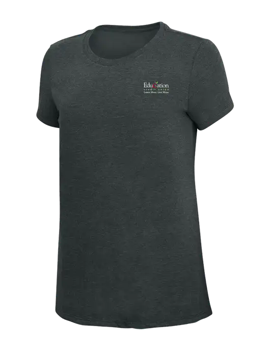 Womens Simply Soft Black Frost 4.5oz Poly/Combed Ring Spun Cotton T-Shirt w/Education Credit Union Logo