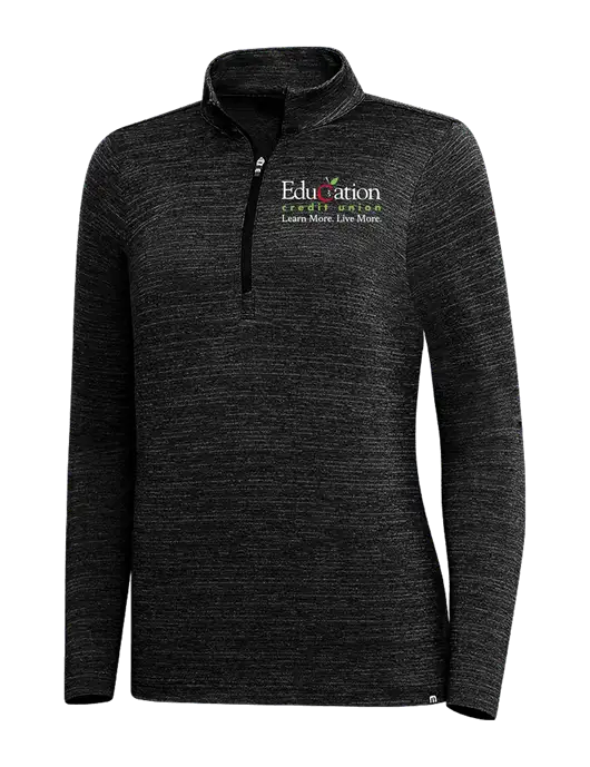 TravisMathew Black Womens Crestview 1/4 Zip w/Education Credit Union Logo