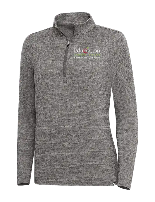 TravisMathew Medium Grey Heather Womens Crestview 1/4 Zip w/Education Credit Union Logo