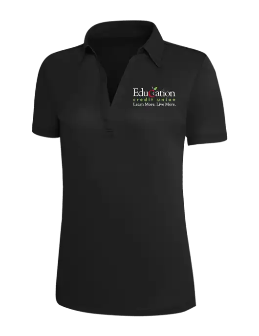 Black Silk Touch Womens Performance Polo w/Education Credit Union Logo