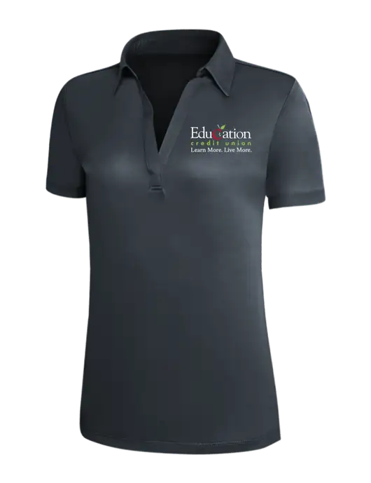 Dark Grey Silk Touch Womens Performance Polo w/Education Credit Union Logo