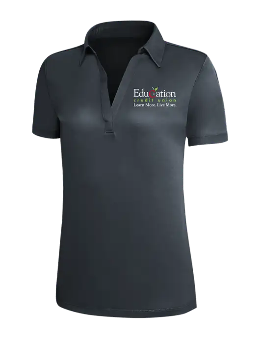 Dark Grey Silk Touch Womens Performance Polo w/Education Credit Union Logo