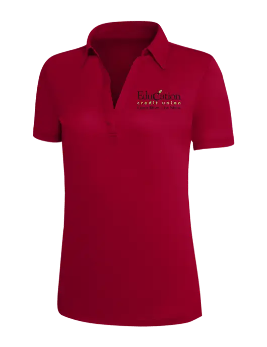Red Silk Touch Womens Performance Polo w/Education Credit Union Logo