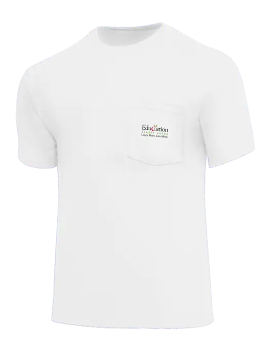 Core Blend White Pocket T-Shirt w/Education Credit Union Logo
