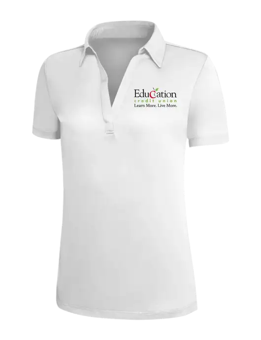 White Silk Touch Womens Performance Polo w/Education Credit Union Logo