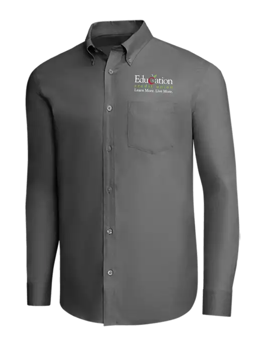 Brooks Brothers Dark Grey Wrinkle-Free Stretch Pinpoint Shirt w/Education Credit Union Logo