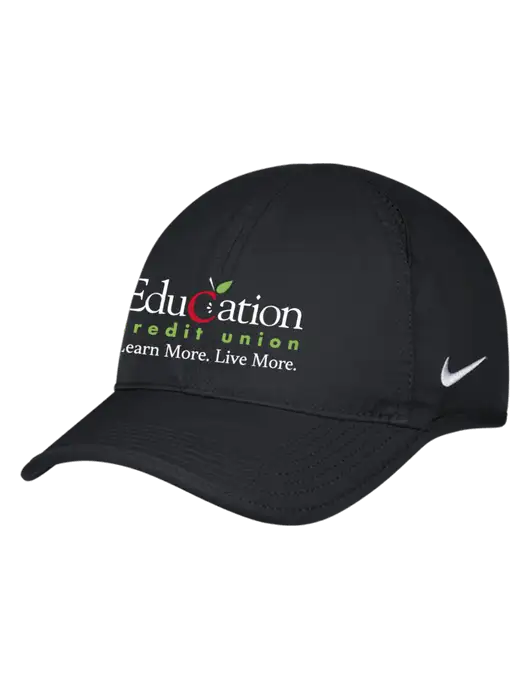 Nike Black Featherlight Cap w/Education Credit Union Logo