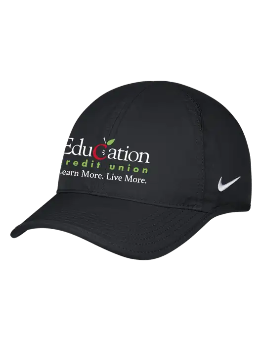 Nike Black Featherlight Cap w/Education Credit Union Logo