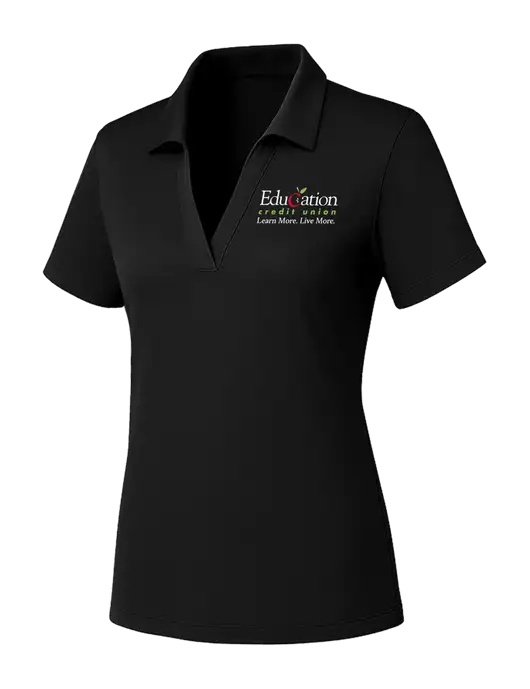 Womens Black PosiCharge RacerMesh Polo w/Education Credit Union Logo