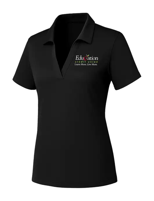 Womens Black PosiCharge RacerMesh Polo w/Education Credit Union Logo