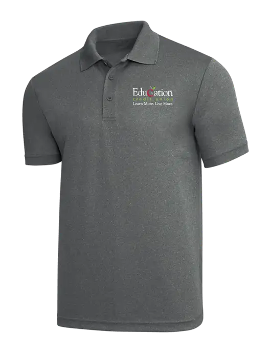 Medium Grey Heather PosiCharge RacerMesh Polo w/Education Credit Union Logo