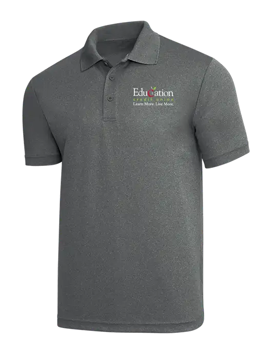 Medium Grey Heather PosiCharge RacerMesh Polo w/Education Credit Union Logo