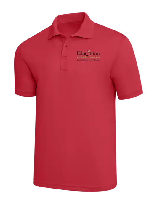 Red PosiCharge RacerMesh Polo w/Education Credit Union Logo
