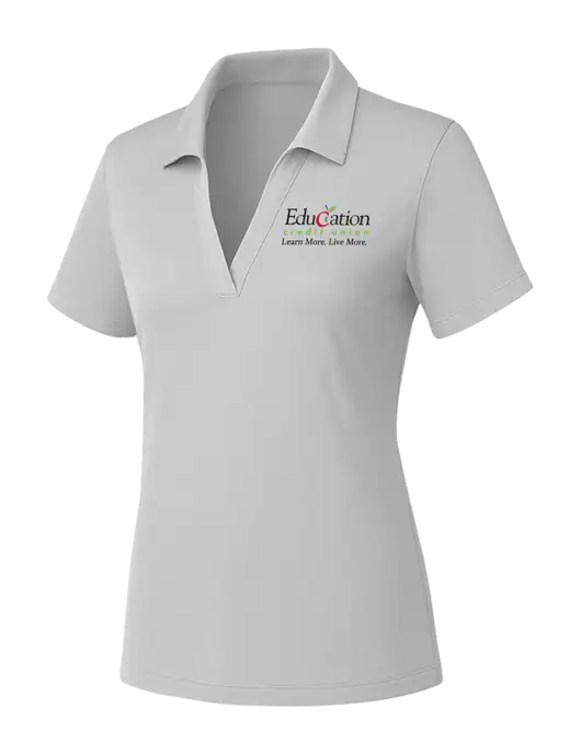 Womens Light Grey PosiCharge RacerMesh Polo w/Education Credit Union Logo