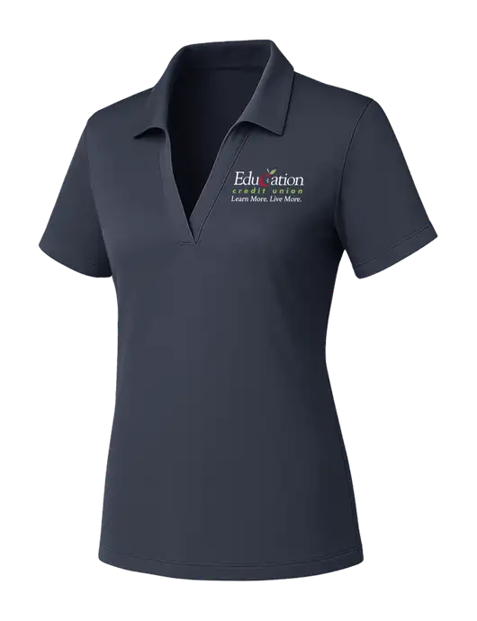 Womens Dark Grey PosiCharge RacerMesh Polo w/Education Credit Union Logo