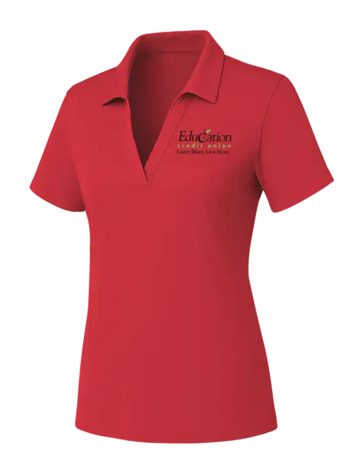 Womens Red PosiCharge RacerMesh Polo w/Education Credit Union Logo
