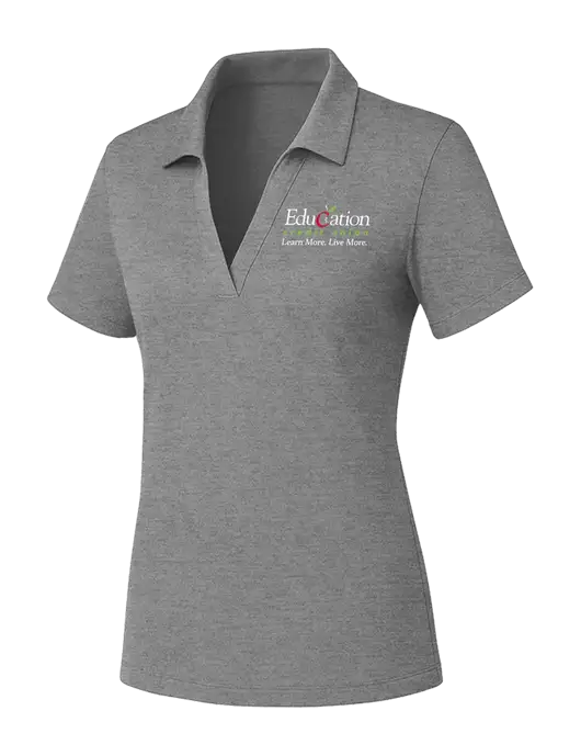 Womens Medium Grey Heather PosiCharge RacerMesh Polo w/Education Credit Union Logo