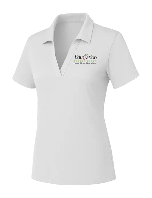 Womens White PosiCharge RacerMesh Polo w/Education Credit Union Logo