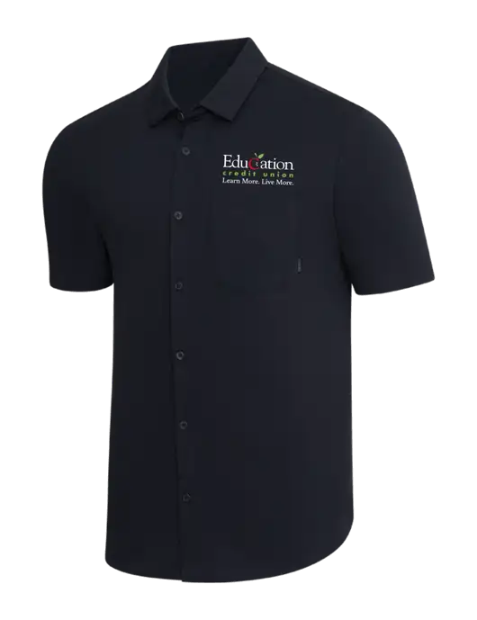 OGIO Black Extend Short Sleeve Button Up Shirt w/Education Credit Union Logo