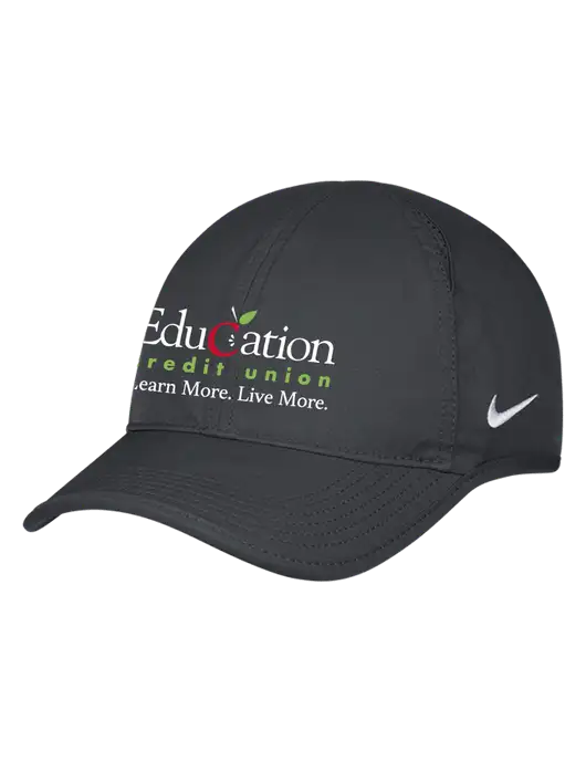 Nike Charcoal Featherlight Cap w/Education Credit Union Logo