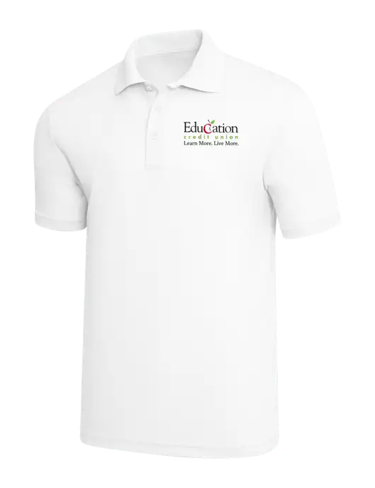 White PosiCharge RacerMesh Polo w/Education Credit Union Logo